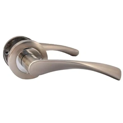 Image of Astrid Modern Chrome Door Handles on Rose with Duo Finish
