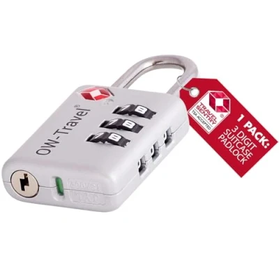 Image of TSA Approved Luggage Locks Suitcase with Indicator Open Alert (1 Pack) OW Travel 3 Digit Security Padlock Combination Padlocks Code Lock for Zipper Bag Case Backpack Gym Locker (Silver)