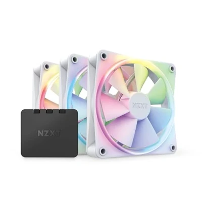 Image of NZXT F120 RGB Fans RF R12TF W1 Advanced Lighting Customization Whisper Quiet Cooling Triple (RGB Fan &amp; Controller INCLUDED) 120mm White