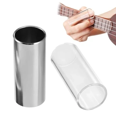 Image of maxtachi 2Pcs Guitar Finger Slide, Stainless Steel Slide Accessories for Playing Guitar, Set, Perfect Electric Bass Acoustic Stringed Instruments