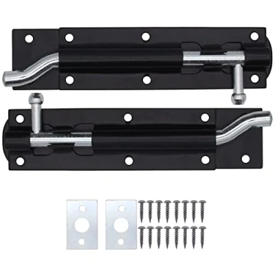 Image of EAI Heavy Duty Necked Tower Bolt 6 Inch Black Fixings Included Pack of 2