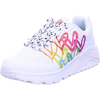 Image of Skechers UNO LITE Trainers white/multicoloured for kids, Size: 4, White/multi coloured Pu