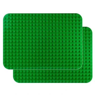 Image of APOSTROPHE Games Building Block Base Plates for Large Blocks 38.1 cm x 26.7 Green Baseplates, Compatible with Leading Brands (2x Green)