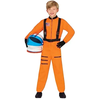 Image of FIESTAS GUIRCA Orange Astronaut Fancy Dress for Boys or Girls Space Suit Kids Costumes &amp; 7 9 years