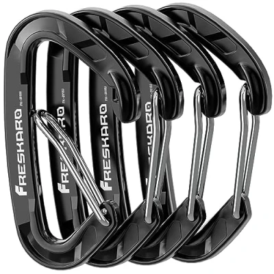 Image of FresKaro 4pcs 15kN Wiregate caribeener clips, Carabiner Heavy Duty, Sturdy EDC Accessory clip, Not For Climbing, Large Size, Lightweight, Hiking, Camping, Fishing, Outdoor, Backpack, Orange