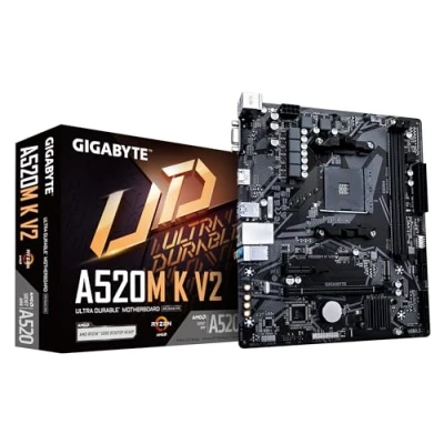 Image of Gigabyte A520M K V2 Motherboard Supports AMD Ryzen 5000 Series AM4 CPUs, up to 5100MHz DDR4 (OC), PCIe Gen3 x4 M.2, GbE LAN, USB 3.2 Gen 1