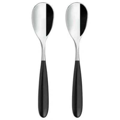 Image of Grunwerg 2CS650BK Yin &amp; Yang Coffee Spoons, Stainless Steel, Black