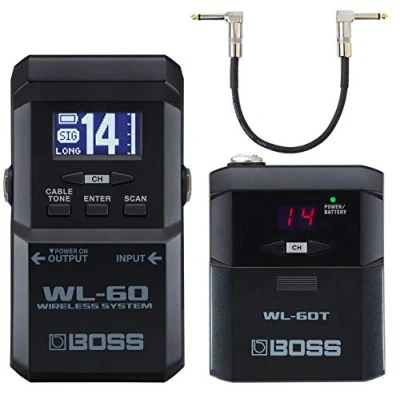 Image of Boss WL 60 Wireless Radio System for Guitar + Keepdrum Patch Cable 30 cm