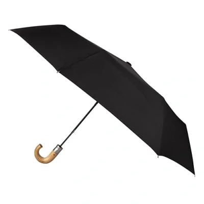 Image of Totes ECO BRELLA® Auto Open Wood Crook Handle Black