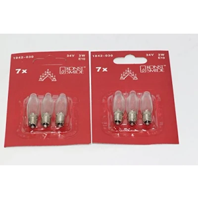 Image of 6 Pack Of Konstsmide 34V, 3W, E10, MES Spare Welcome Candle Bridge Bulbs