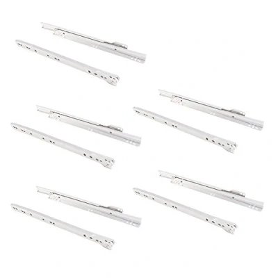 Image of Emuca drawer runners 300mm(11,8 inch) with partial extension in white colour, set of 5 sliders for