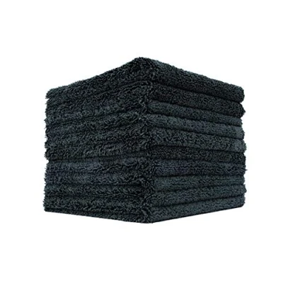Image of The Rag Company Creature Edgeless Auto Detailing Towels (10 Pack) Professional 70/30 Blend, Dual Pile Plush Microfiber, Buffing &amp; Polishing, 420gsm, 16in x 16in, Black