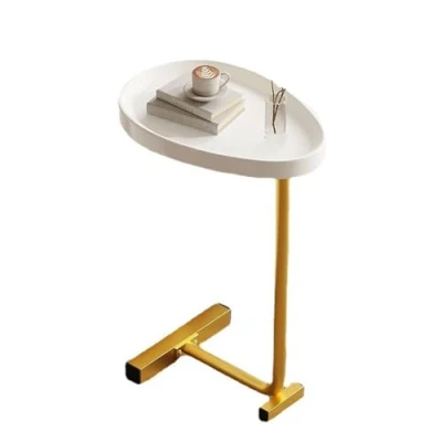 Image of BURLOE C Shaped Side Table, Oval Egg Table Sofa Small Coffee under The Bedside for Living Room Bedroom Table,Gold