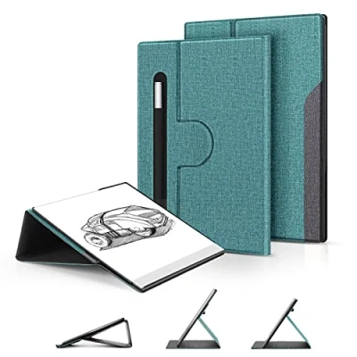 Image of Ayotu Book Folio Case for Remarkable 2 Paper Tablet 10.3&quot; 2020 Released, Premuin Fabric Smart Cover with 360 Degree Rotatable Stand and Stylus Pocket, Only 2, Gray &amp; Green