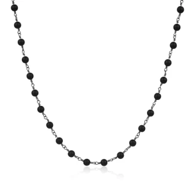 Image of COAI Men&#039;s Women&#039;s Matte Onyx Necklace Stone Beaded for Men Women 22&quot;