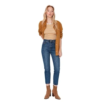 Image of Trendyol Women High Waist Skinny fit Mom Jeans Dark Blue