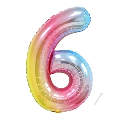 Image of Number Balloons 6,Rainbow 6 Balloon 40 Inch Giant Helium Foil for Boys Girls Party Decor Birthday Anniversary Graduation Decorations Supplies