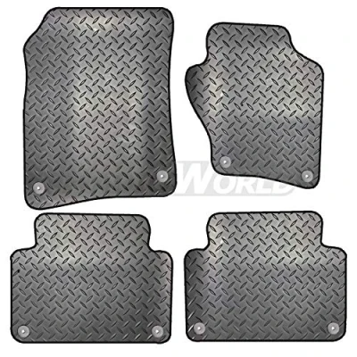 Image of Carsio Rubber 4 Piece Car Mat Set For Audi Q7 (4l) 2006 2015 [with 8 Clips] Tailored Fit Floor Complete Accessory Black Custom Fitted All Weather &amp; Heavy Duty, Anti Slip Backing