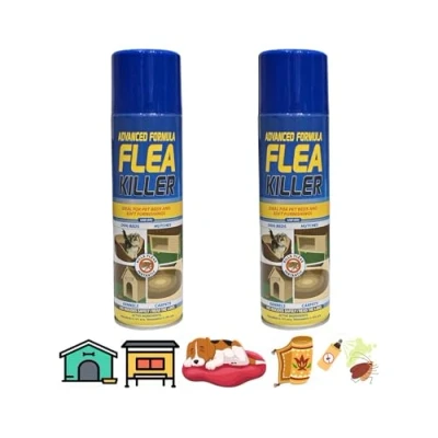 Image of 2 x Flea Spray for House Kills Instantly Household treatment the home Dog Beds Cat Hutches Kennels and Carpets Tick Protection Soft Furnishings 200ml