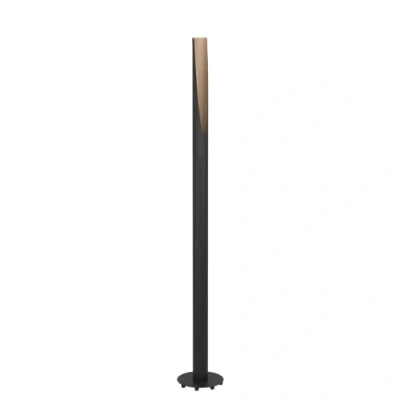 Image of Eglo LED Floor lamp Barbotto, Elegant Standing Light, uplighter for Living Room and Bedroom, floorlamp with indirect Black Steel Natural Wood, Warm White, 54 in
