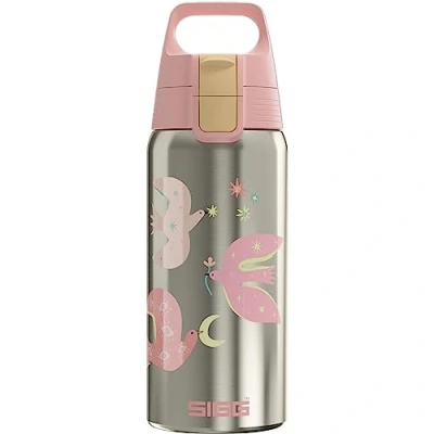 Image of Sigg Insulated Kids Water Bottle Shield One Therm Suitable for Carbonated Beverages Leakproof Dishwasher Safe BPA Free 90% Recycled Stainless Steel 0.5L, Fly Away