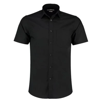 Image of Kustom Kit Mens S/S Poplin Shirt, Black, 13.5&quot;. KK141