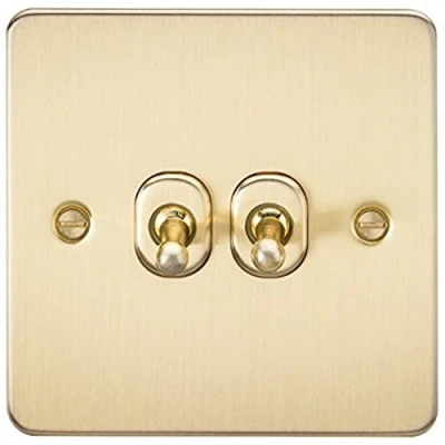 Image of KnightsBridge Flat Plate 10AX 2G 2 way toggle switch brushed brass