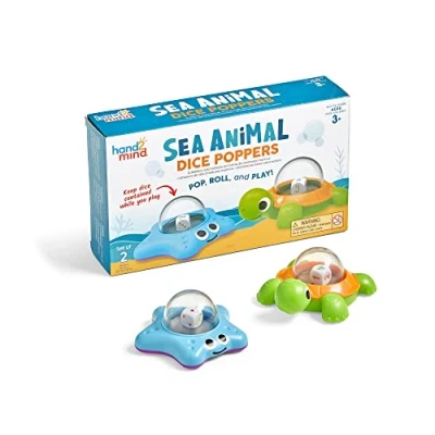 Image of Learning Resources Sea Animals Dice Poppers, Maths Popper, Game Replacement Roller, Games for Kids, Board Accessories, Family Night, Kids Travel Activity, Fun Classroom
