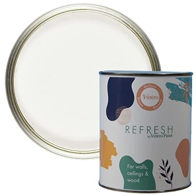 Image of Vintro Paint Refresh White Matt Finish for Furniture, Walls, or Wood, Interior Use 1 Litre (White)