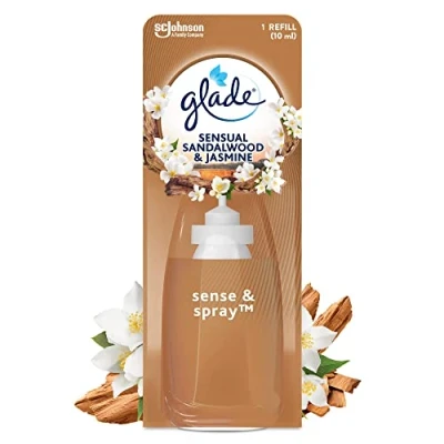 Image of Glade Sense &amp; Spray Air Freshener Refill, Motion Activated Automatic Room and Odour Eliminator for Home, Sandalwood Jasmine, 8 Refills (8 x 18ml)