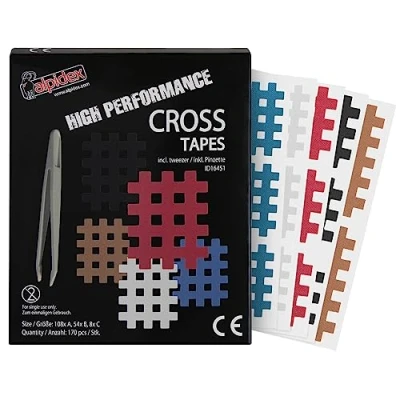Image of ALPIDEX Cross Tape 170 Pieces Size A.B and C Colourful Grid Tapes Plaster with Anti Static Tweezers