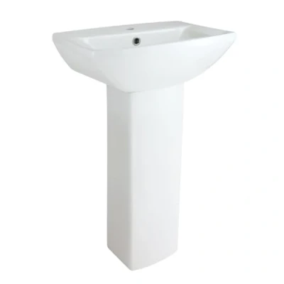 Image of Milano Dalton Modern Freestanding 1 Tap Hole Full Pedestal Bathroom Basin Sink 500mm x 375mm