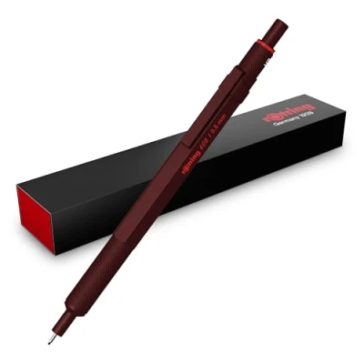 Image of Rotring 600 Mechanical Pencil HB Lead, 0.5 mm All Metal Body Propelling Chocolate Truffle Non Slip Knurled Grip &amp; Hexagonal Barrel
