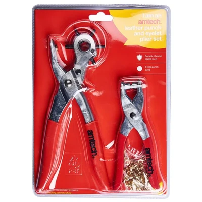 Image of Amtech B1460 Leather Punch &amp; Eyelet PLIER Set with 100pc Eyelets
