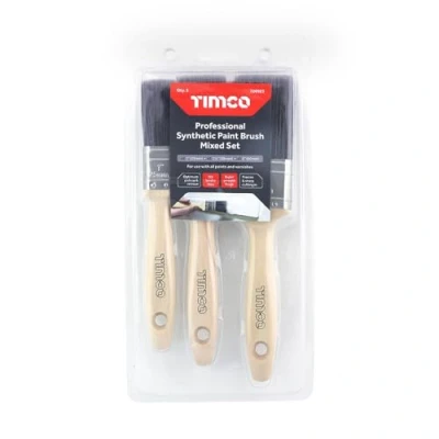 Image of 3x TIMCO Professional Synthetic Paint Brush Mixed Set 720923