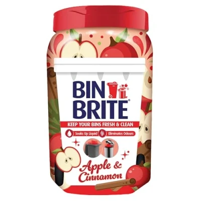 Image of Bin Brite Odour Neutraliser Keeps Your Bins Fresh &amp; Clean Soaks Up Liquid, Eliminates Odours (Apple Cinnamon 500g)