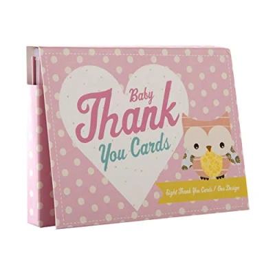 Image of New Baby Gift Thank You Cards from Hallmark Pack of 8 in 1 Cute Pink Design