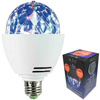 Image of MSC LED E27 Disco Ball Light Rotating Multi Coloured Lightbulb Edison Screw Fitting