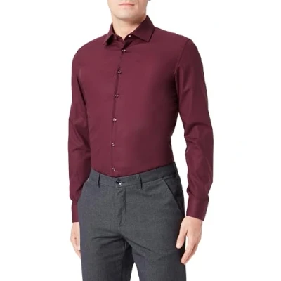 Image of Seidensticker Men&#039;s X Slim Langarm Uni Bügelfrei 1 Dress Shirt, Bordeaux, 40