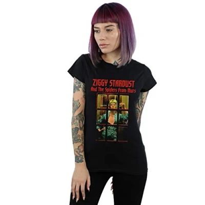 Image of David Bowie Women&#039;s Ziggy Stardust Spider T Shirt Black Large