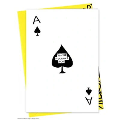 Image of Brainbox Candy Official David Shrigley Funny Rude Happy Birthday Card &#039;You&#039;re Ace&#039; for Husband Wife Best Friends Mates Him Her Boyfriend Girlfriend Partner Sold Exclusively