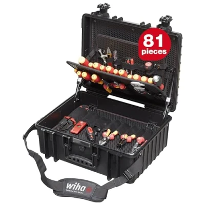 Image of Wiha 9300702 Competence Electrician Tool Set VDE Insulated Screwdriver Kit, Black, X Large, 80 Piece