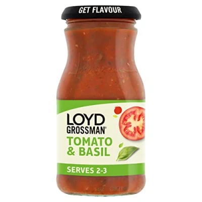 Image of Loyd Grossman Tomato and Basil Cooking Sauce, 350 g Jar (Pack of 1)