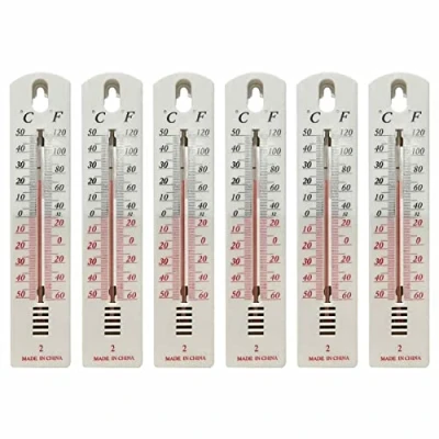 Image of 6 Room Thermometer Indoor and Outdoor to Measure Temperature in the Garden or Greenhouse Easy Hangs Read Accurate Wall