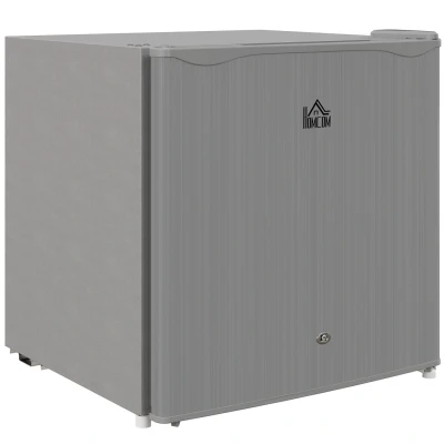 Image of HOMCOM 46 Litre Table Top Mini Fridge with Lock, Small Ice Box, Reversible Door, Adjustable Temperature and Legs, for Bedroom, Home, Office, Grey
