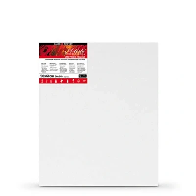 Image of Daler Rowney Artists&#039; Stretched Canvas, Medium Grain, 350 gsm, 20mm Deep, 20 x 24in 50 60 cm, White