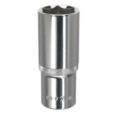 Image of Sealey Premier WallDrive® Socket 24mm Deep 1/2&quot;Sq Drive Fully Polished