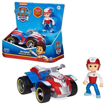 Image of Paw Patrol, Ryder’s Rescue ATV Vehicle with Collectible Figure, for Kids Aged 3 and up