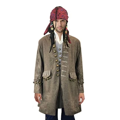 Image of thecostumebase Exact Jack Sparrow Coat Pirate Costume Jacket M/L/XL (XL) Brown
