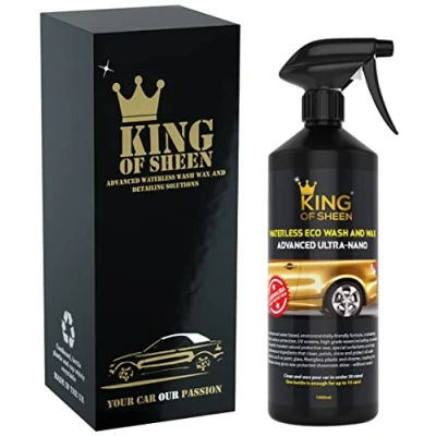 Image of King of Sheen Advanced Ultra Nano, Waterless Car Cleaner with Nano Polymers &quot;Dirt Repelling Technology&quot; and Carnauba Wax 1 Litre, Professional Showroom Shine, Eco Friendly Product, Wash Anywhere No Water Needed